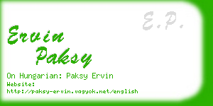 ervin paksy business card